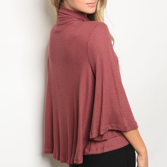 Mauve Waffle Knit Slub Knit Top NWT - Picture 2 of 3